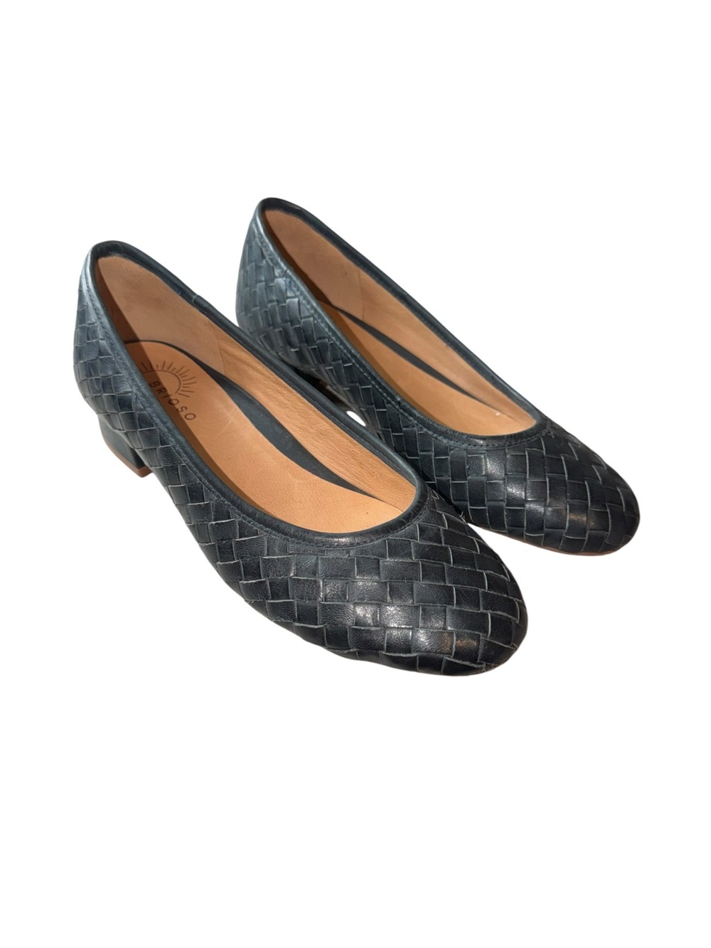 Brioso Mera woven block heel pumps in navy